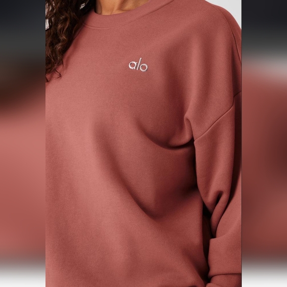 Alo Yoga Accolade Crew Neck Pullover Sweatshirt Soft Terracotta/ M - Picture 13 of 16